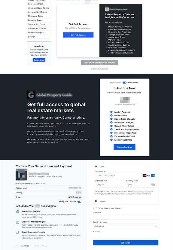 Multiple screenshots of the website screen