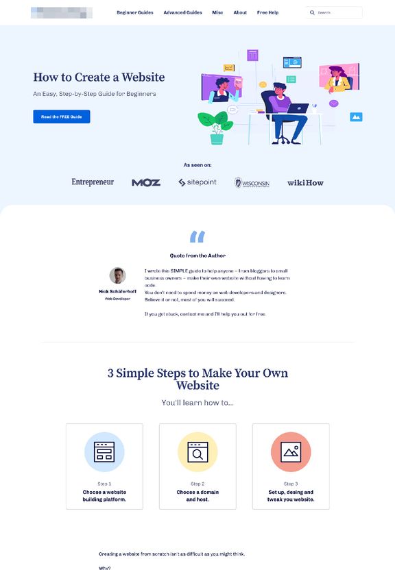 Screenshot of the website