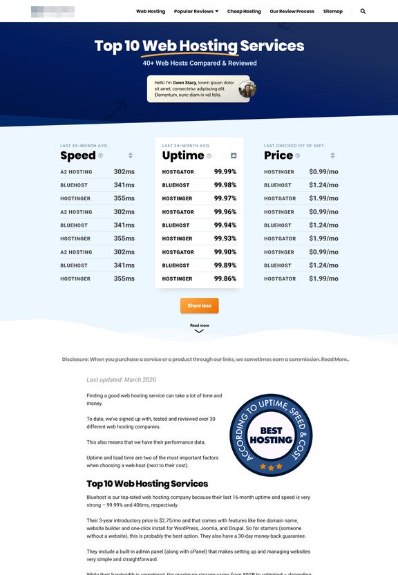 Screenshot of the website